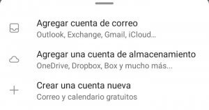 Opciones para agregar cuenta de correo en Outlook