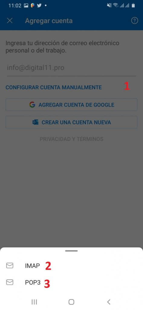 Tipos de cuenta de Correo