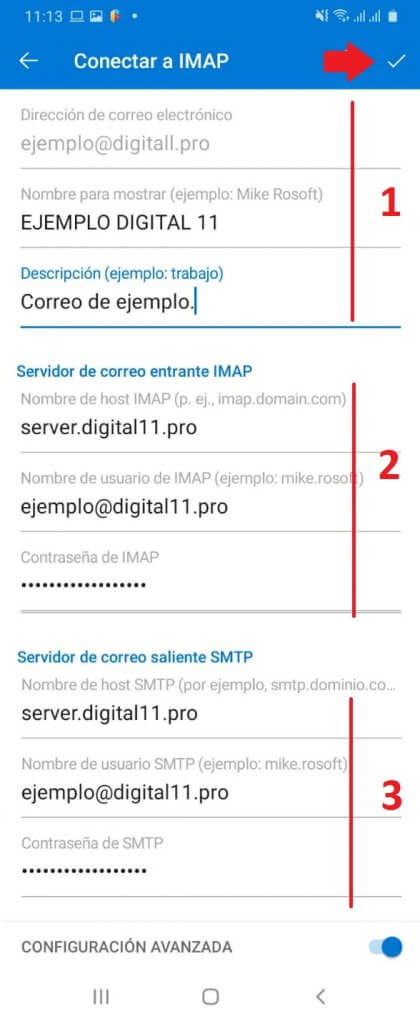 Configuración avanzada OUTLOOK